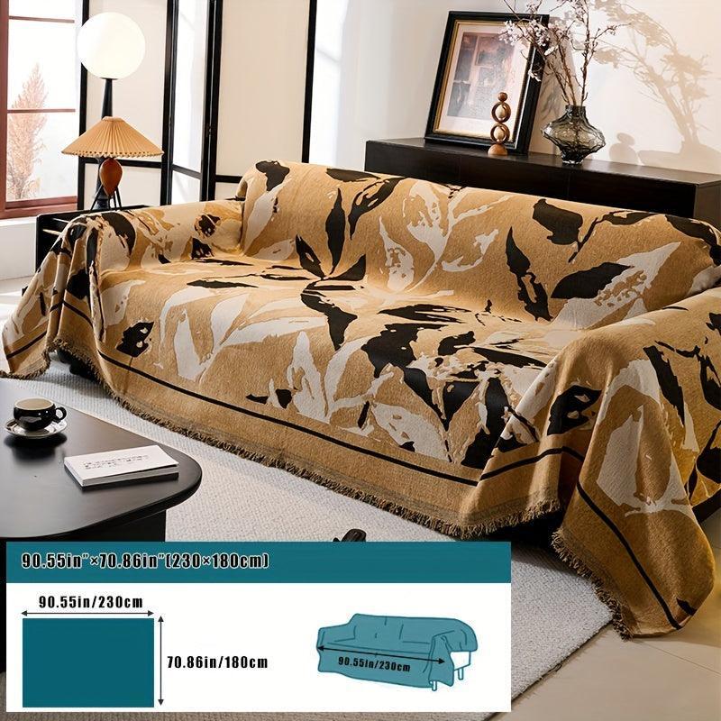 Premium Chenille Fabric Dark Green Couch Cover - All-Season Protector topspet