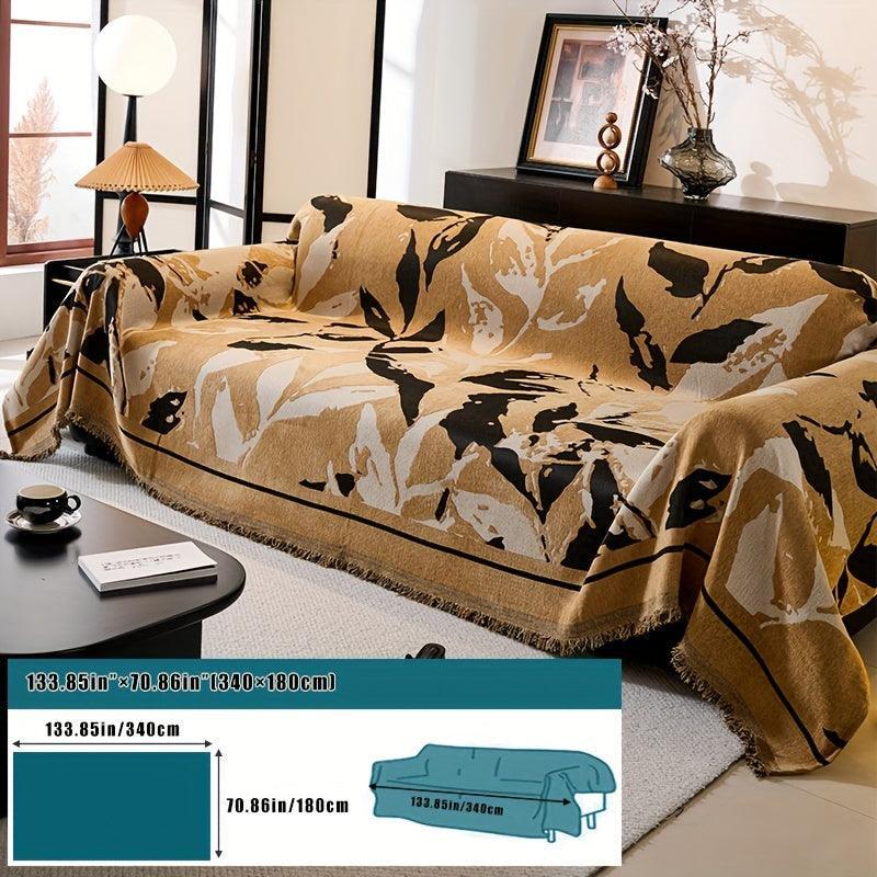 Premium Chenille Fabric Dark Green Couch Cover - All-Season Protector topspet