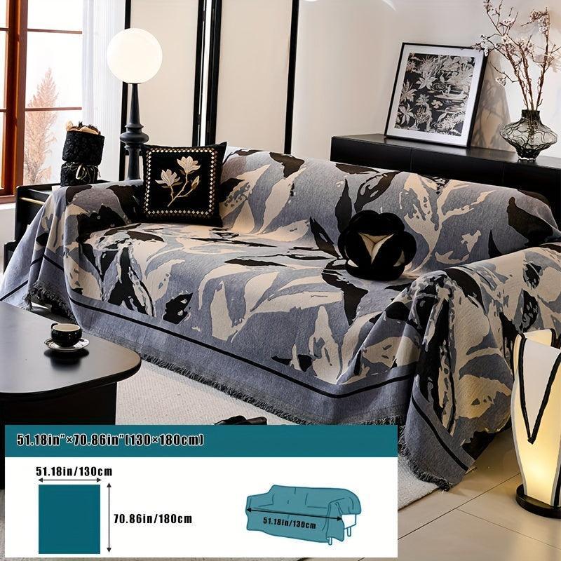 Premium Chenille Fabric Dark Green Couch Cover - All-Season Protector topspet