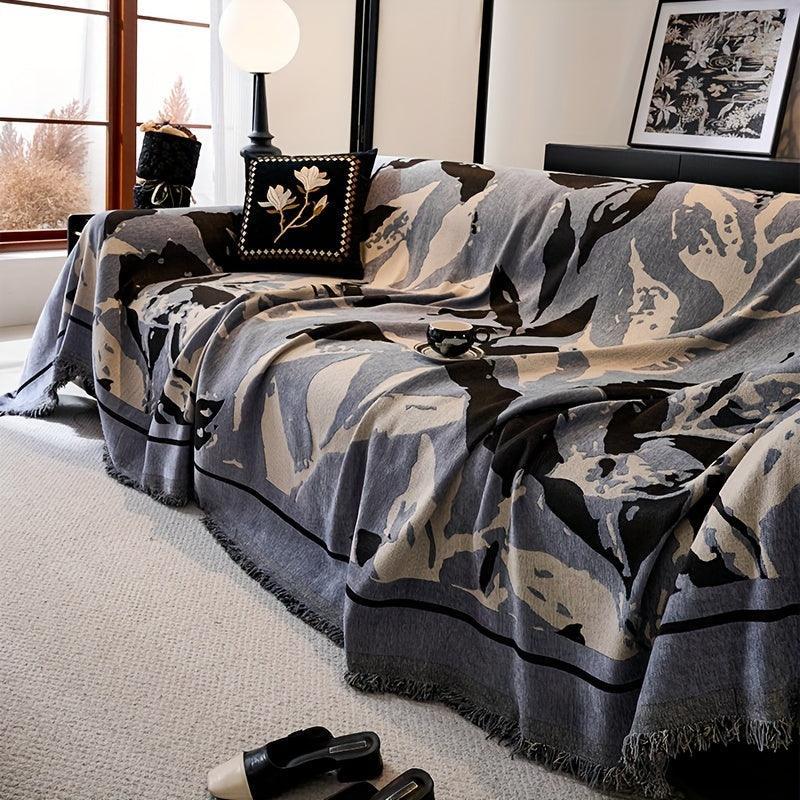 Premium Chenille Fabric Dark Green Couch Cover - All-Season Protector topspet