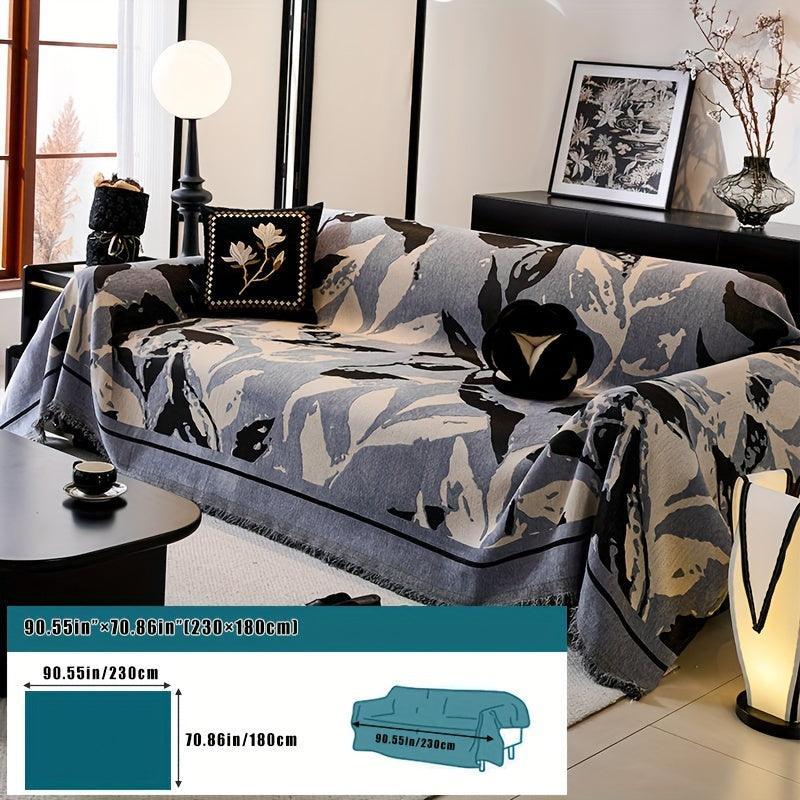 Premium Chenille Fabric Dark Green Couch Cover - All-Season Protector topspet