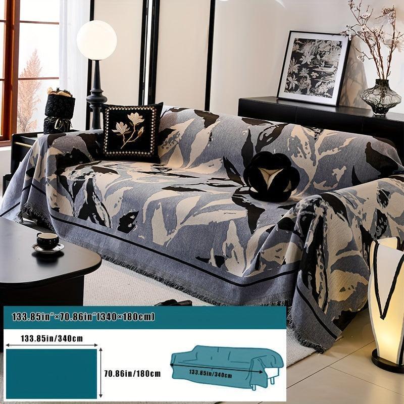 Premium Chenille Fabric Dark Green Couch Cover - All-Season Protector topspet