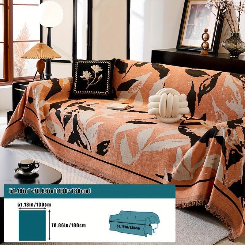 Premium Chenille Fabric Dark Green Couch Cover - All-Season Protector topspet