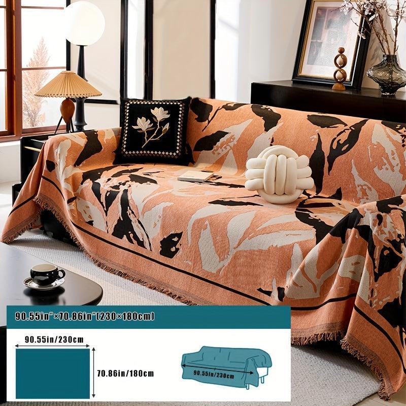 Premium Chenille Fabric Dark Green Couch Cover - All-Season Protector topspet