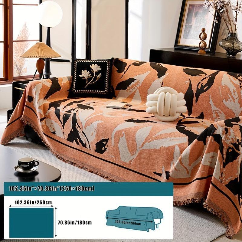 Premium Chenille Fabric Dark Green Couch Cover - All-Season Protector topspet