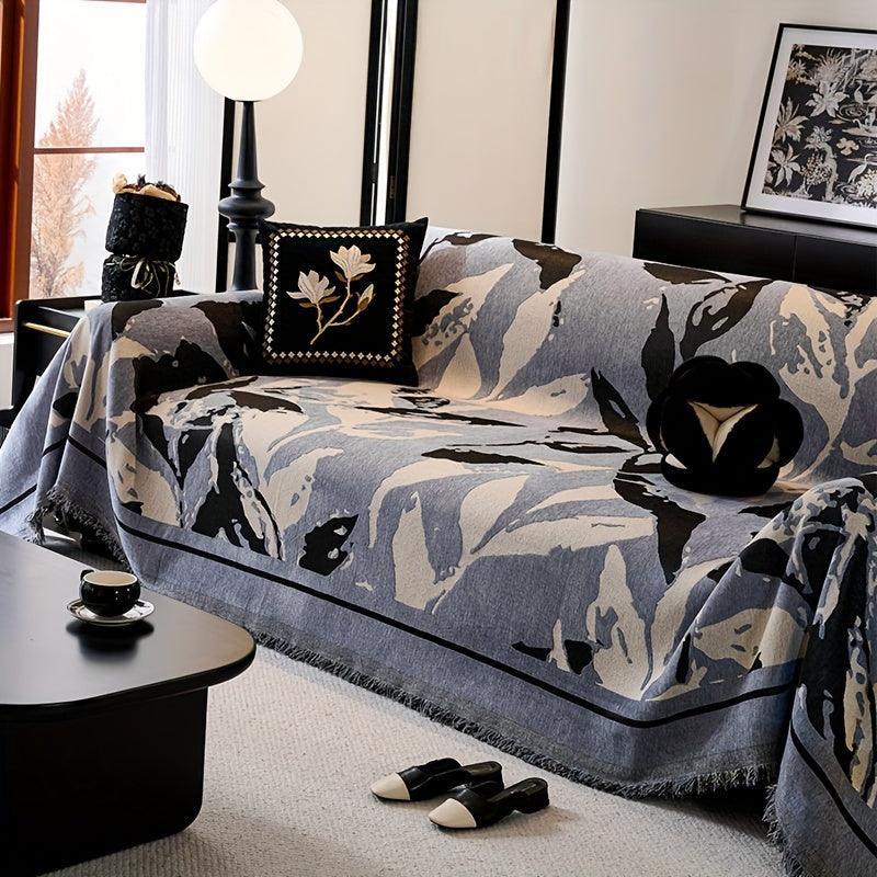 Premium Chenille Fabric Dark Green Couch Cover - All-Season Protector topspet