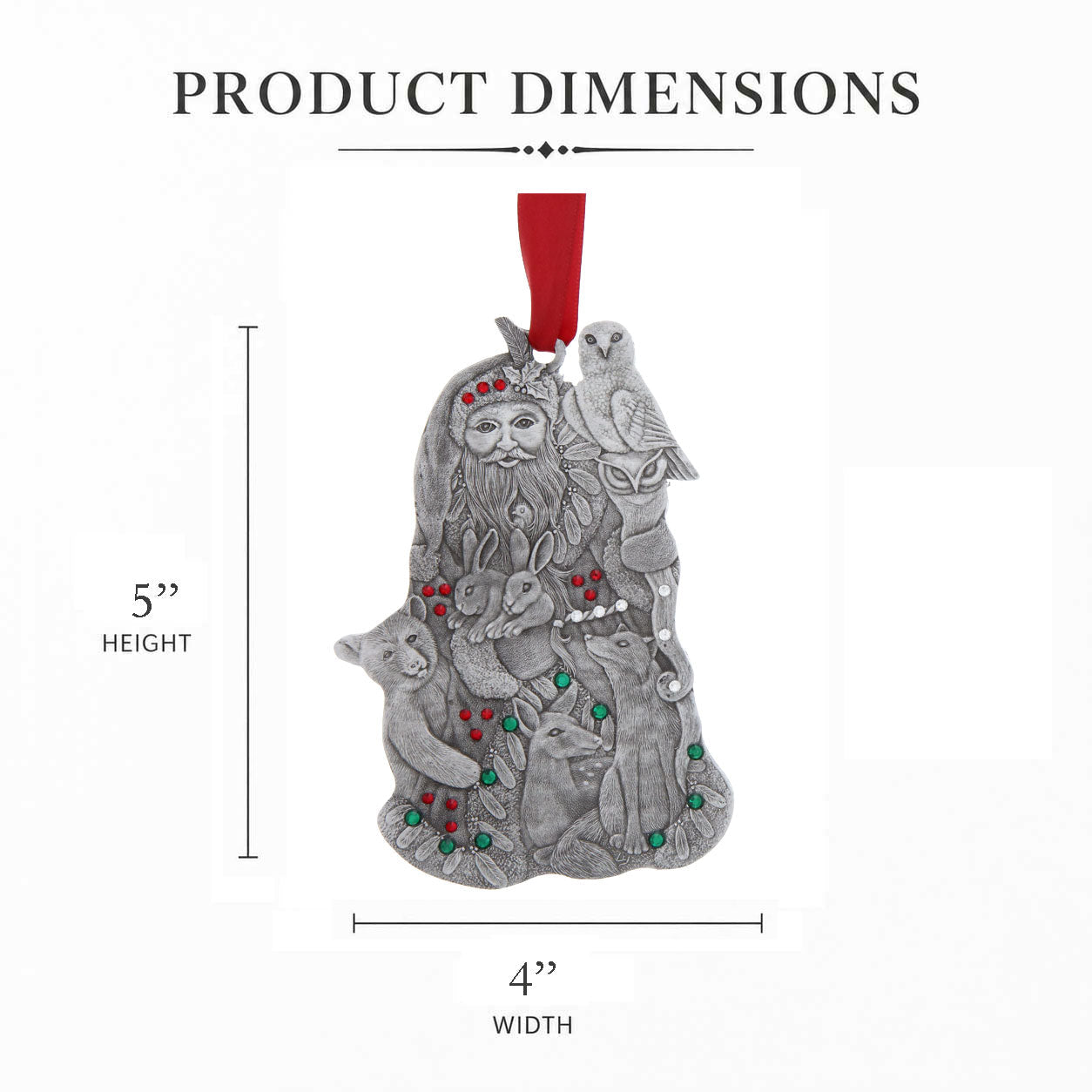 Woodland Santa Ornament (Aluminum)