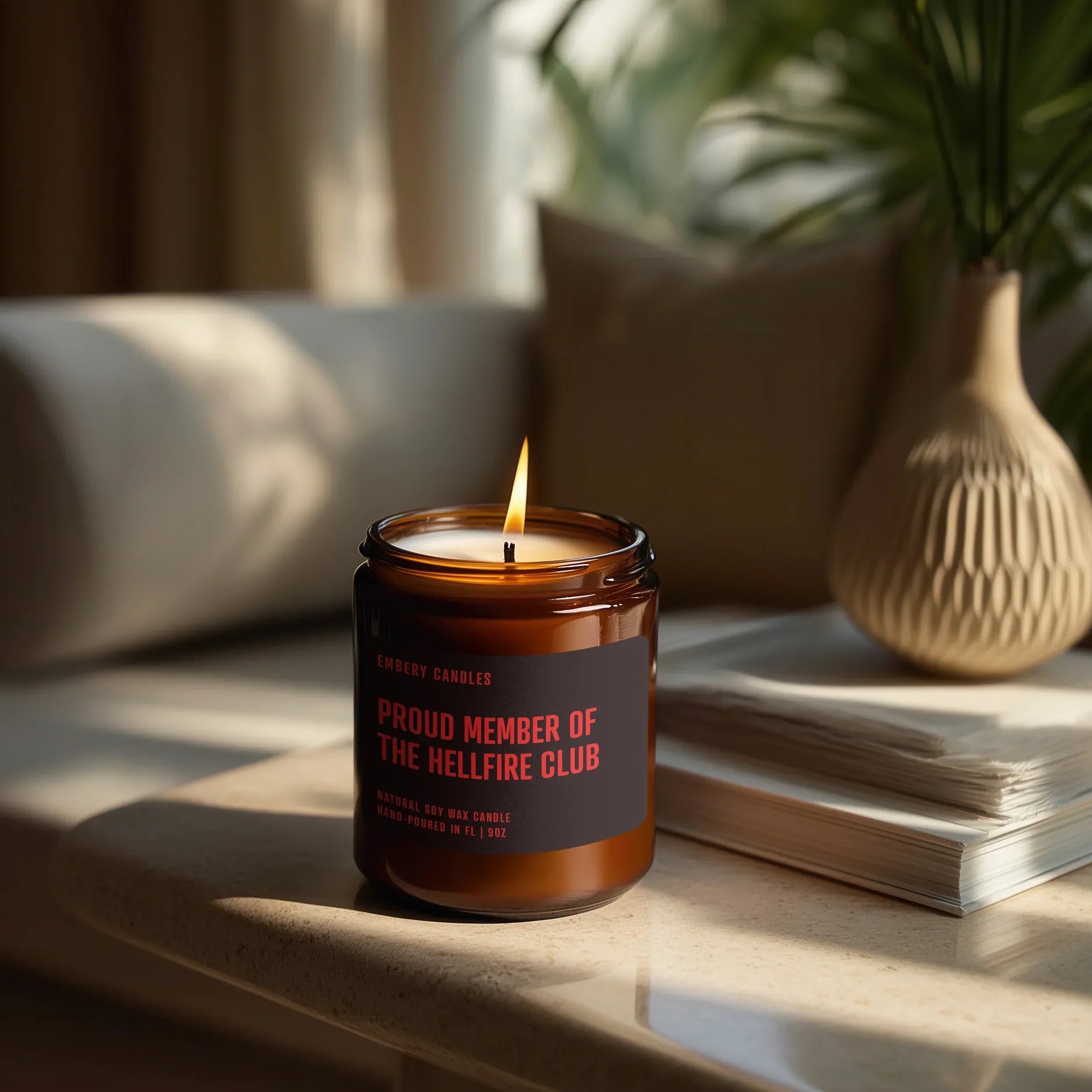 Proud Member of the Hellfire Club | Soy Wax Scented Candle, side view - House Of Avana