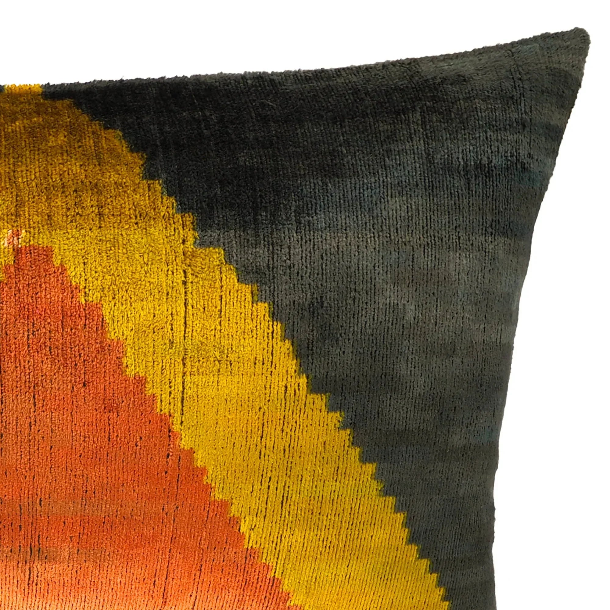 Pyramid Silk Velvet Ikat Throw Pillow Cover X 24, side view - House Of Avana