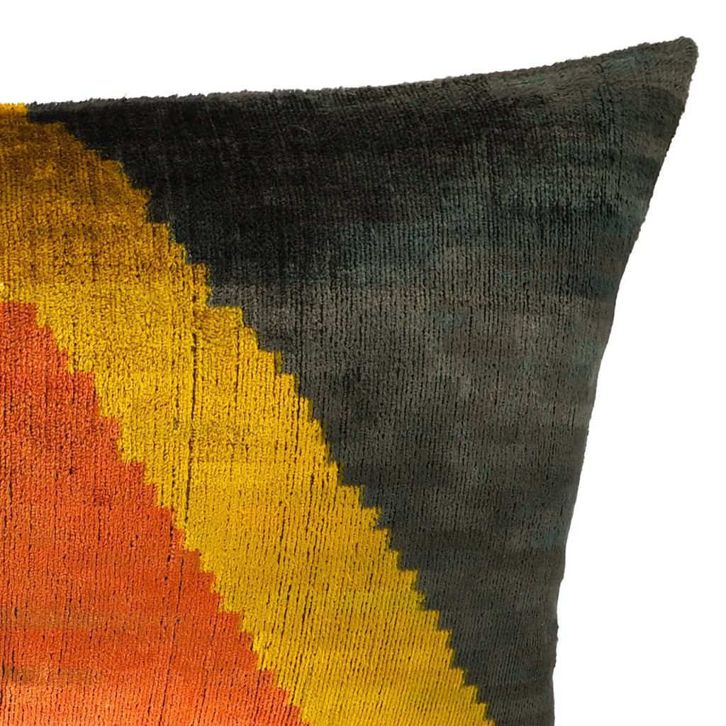 Pyramid Silk Velvet Ikat Throw Pillow Cover X 24, detail shot - House Of Avana