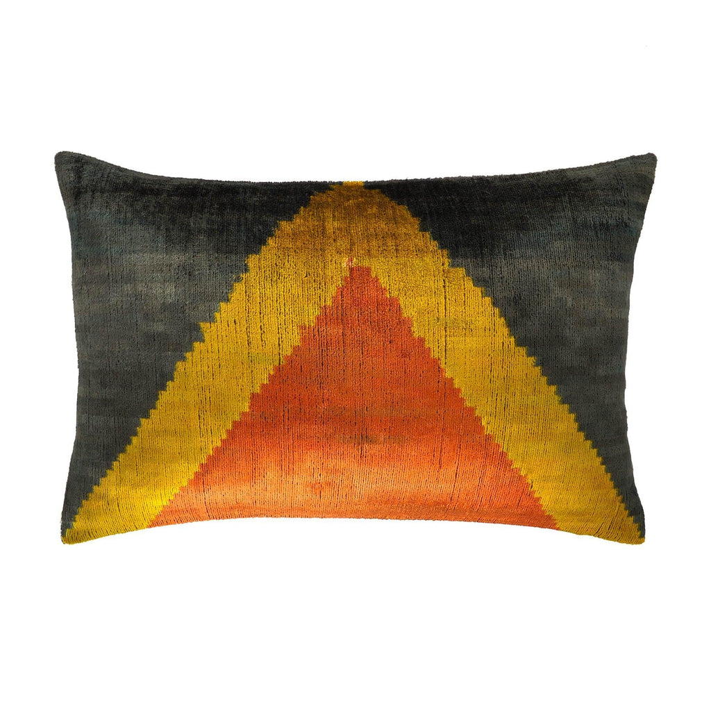 Pyramid Silk Velvet Ikat Throw Pillow Cover X 24, front view - House Of Avana