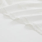 Queen Size 4 Piece 100-Percent Cotton Sheet Set in White with Lace Trim