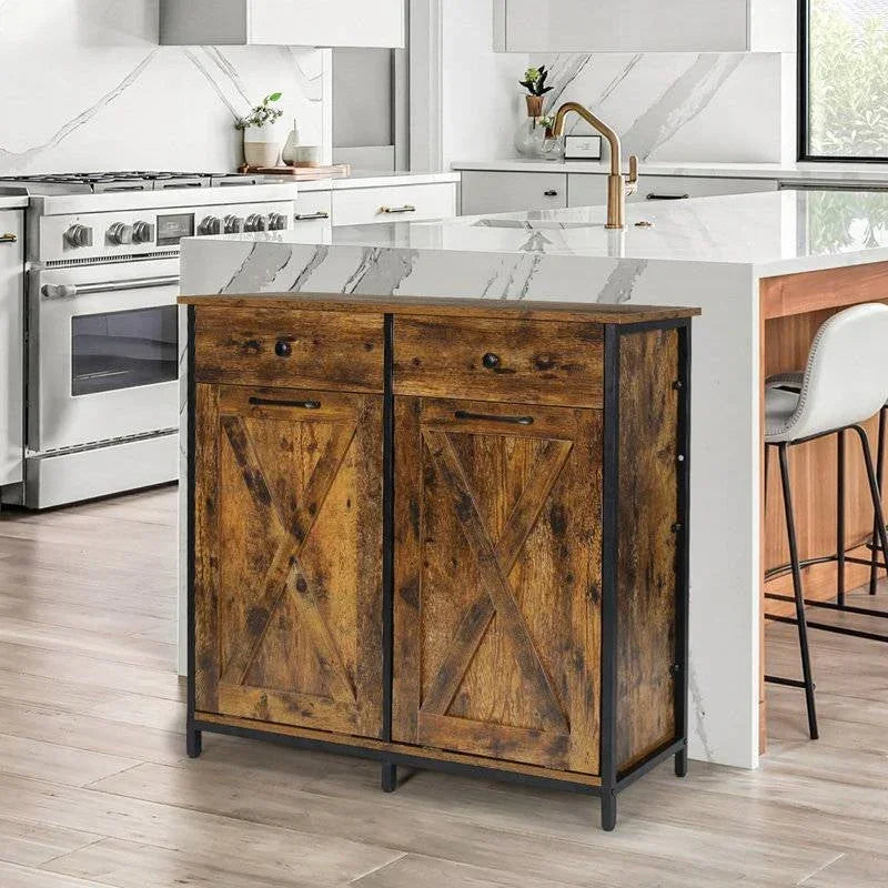 Rustic Multipurpose 2 Drawer / 2 Tilt Out 10gL Kitchen Laundry Trash/Recycle Storage