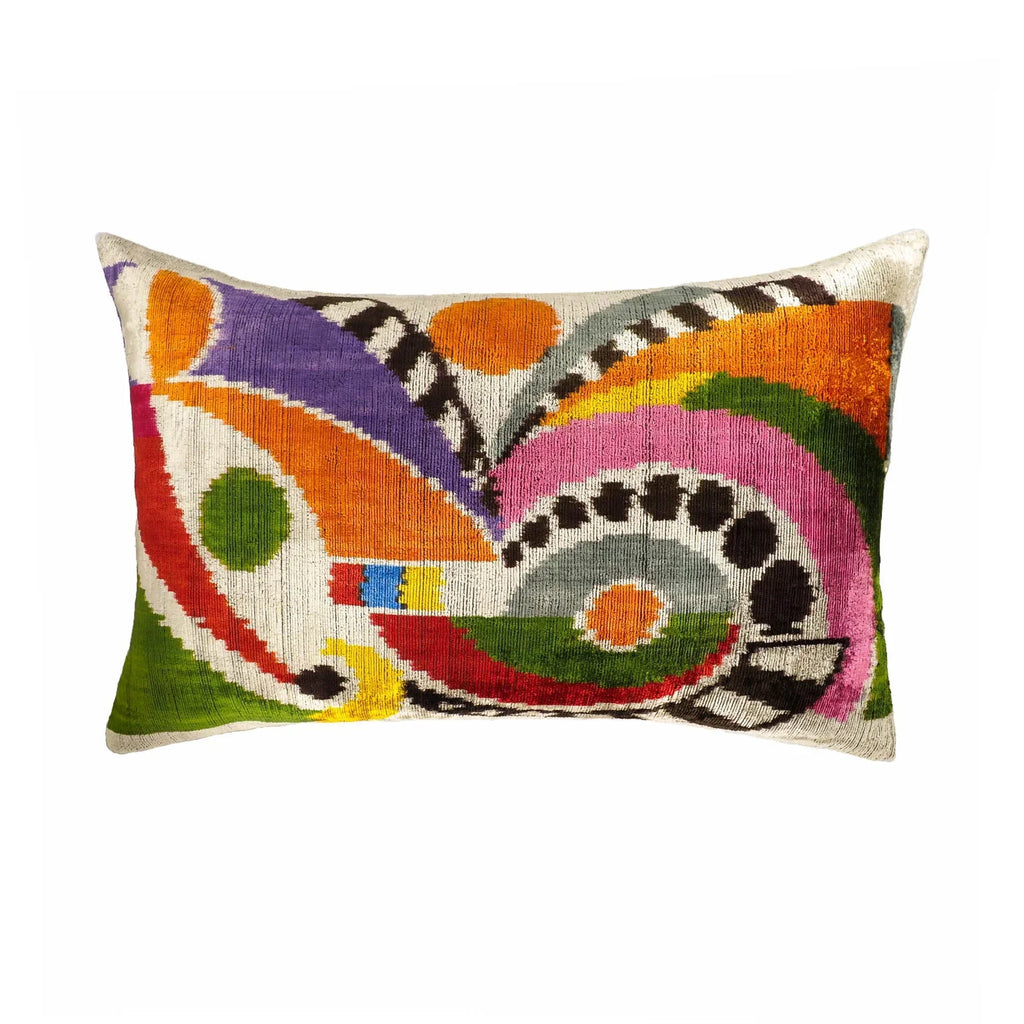 Ra Silk Velvet Ikat Throw Pillow Cover, X 24, front view - House Of Avana