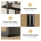 5 Tier Tall Bookshelf with Open Display Shelves, Inch Rattan Classical Book Shelf with Storage, Open... - House Of Avana [[SKU:HOA-BOK-005]]