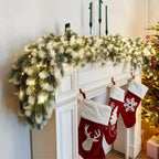 1pc of 6.4ft/195cm Christmas pine wreath made of white rattan, suitable for outdoor or indoor home gardens, artificial green plants, fireplaces, holiday party decorations, artificial pine rings, holiday decorations, and Chris House Of Avana