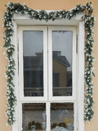1pc of 6.4ft/195cm Christmas pine wreath made of white rattan, suitable for outdoor or indoor home gardens, artificial green plants, fireplaces, holiday party decorations, artificial pine rings, holiday decorations, and Chris House Of Avana