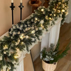 1pc of 6.4ft/195cm Christmas pine wreath made of white rattan, suitable for outdoor or indoor home gardens, artificial green plants, fireplaces, holiday party decorations, artificial pine rings, holiday decorations, and Chris House Of Avana