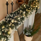 1pc of 6.4ft/195cm Christmas pine wreath made of white rattan, suitable for outdoor or indoor home gardens, artificial green plants, fireplaces, holiday party decorations, artificial pine rings, holiday decorations, and Chris House Of Avana [[SKU:HOA-XMS-024]]