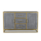 Raven Grey Mango Wood Dining Side board With Gold Iron