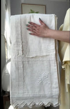 Esme French Linen Cotton Embroidered Floral Bedding Set / White Ever Lasting