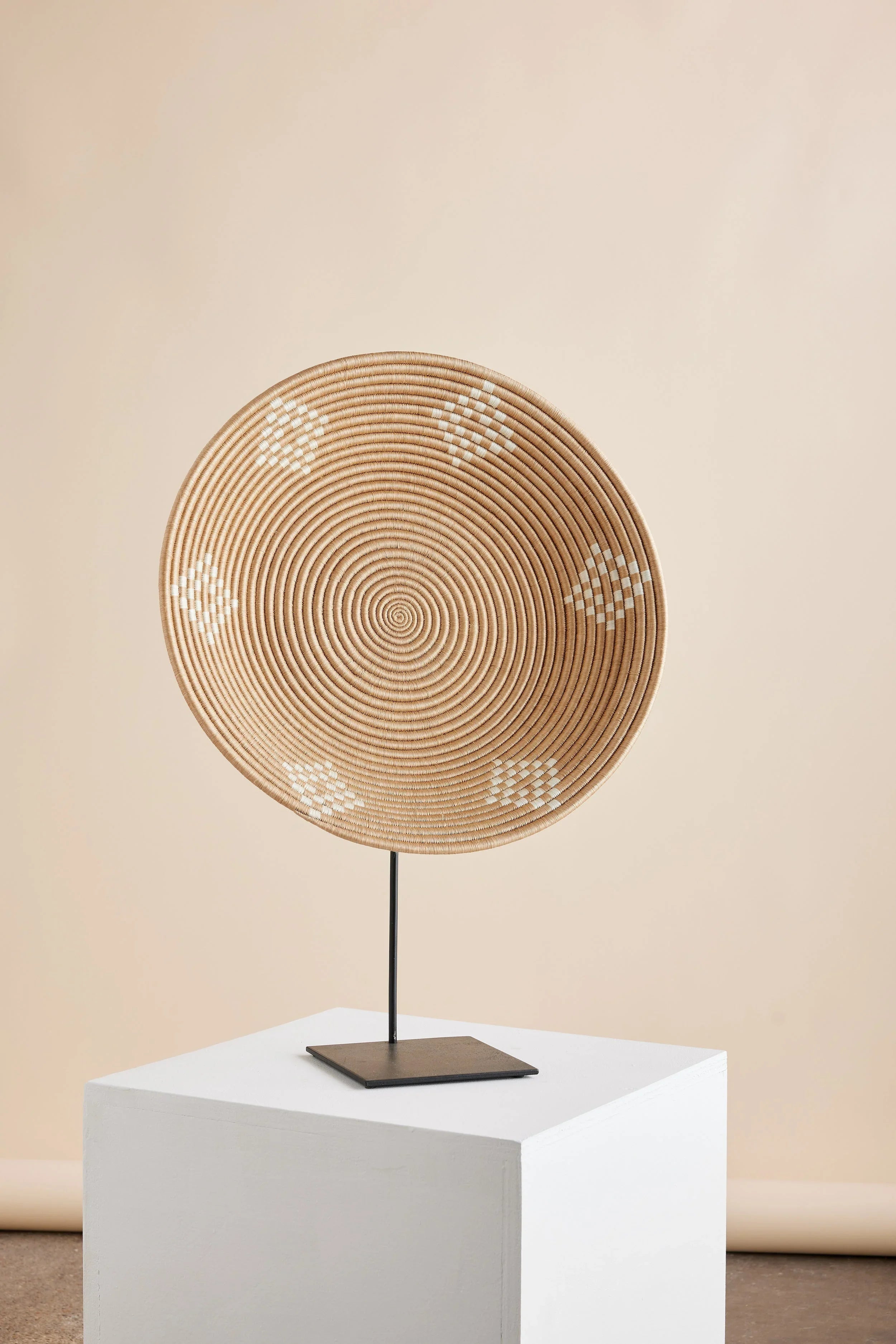 Blonde Rwanda Ivory Diamond Wall Basket Kanju Interiors