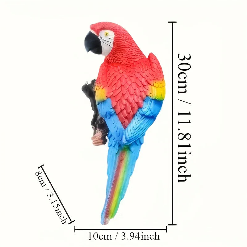 2pcs or 1pc Lifelike Red & Blue Parrot Statue - Realistic Hanging Garden Decor with Expressive Eyes & Feathers, Weather-Resistant Resin Construction for Outdoor/Indoor - Easy Hanging Hooks, No Electricity Needed - Perfect for House Of Avana [[SKU:HOA-GSC-401]]