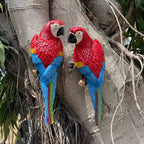2pcs or 1pc Lifelike Red & Blue Parrot Statue - Realistic Hanging Garden Decor with Expressive Eyes & Feathers, Weather-Resistant Resin Construction for Outdoor/Indoor - Easy Hanging Hooks, No Electricity Needed - Perfect for House Of Avana [[SKU:HOA-GSC-401]]