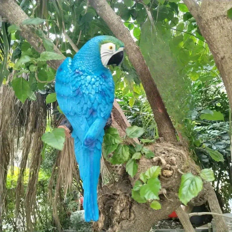 2pcs or 1pc Lifelike Red & Blue Parrot Statue - Realistic Hanging Garden Decor with Expressive Eyes & Feathers, Weather-Resistant Resin Construction for Outdoor/Indoor - Easy Hanging Hooks, No Electricity Needed - Perfect for House Of Avana [[SKU:HOA-GSC-401]]