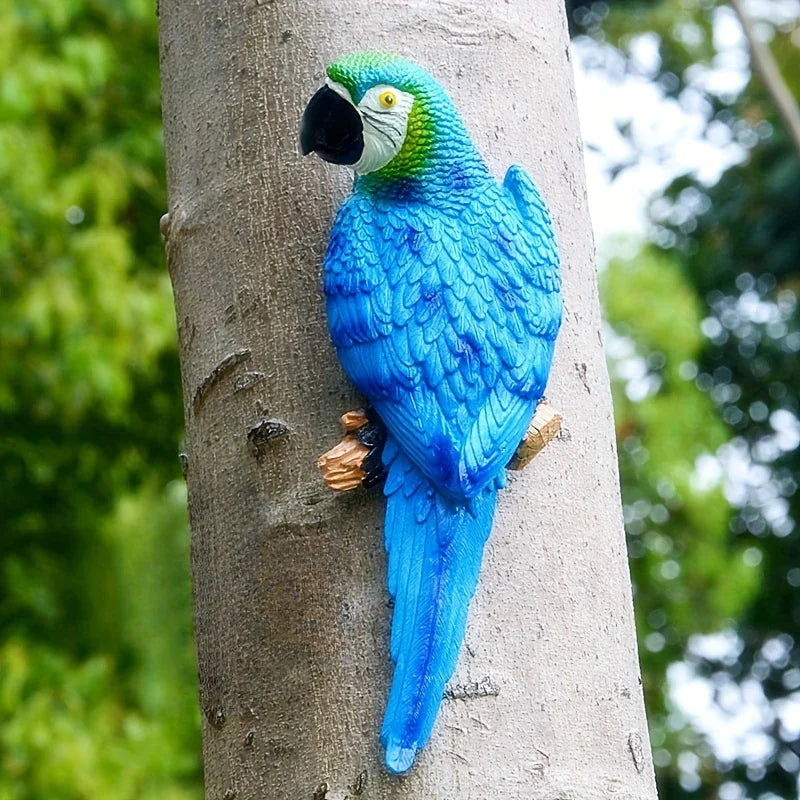 2pcs or 1pc Lifelike Red & Blue Parrot Statue - Realistic Hanging Garden Decor with Expressive Eyes & Feathers, Weather-Resistant Resin Construction for Outdoor/Indoor - Easy Hanging Hooks, No Electricity Needed - Perfect for House Of Avana [[SKU:HOA-GSC-401]]