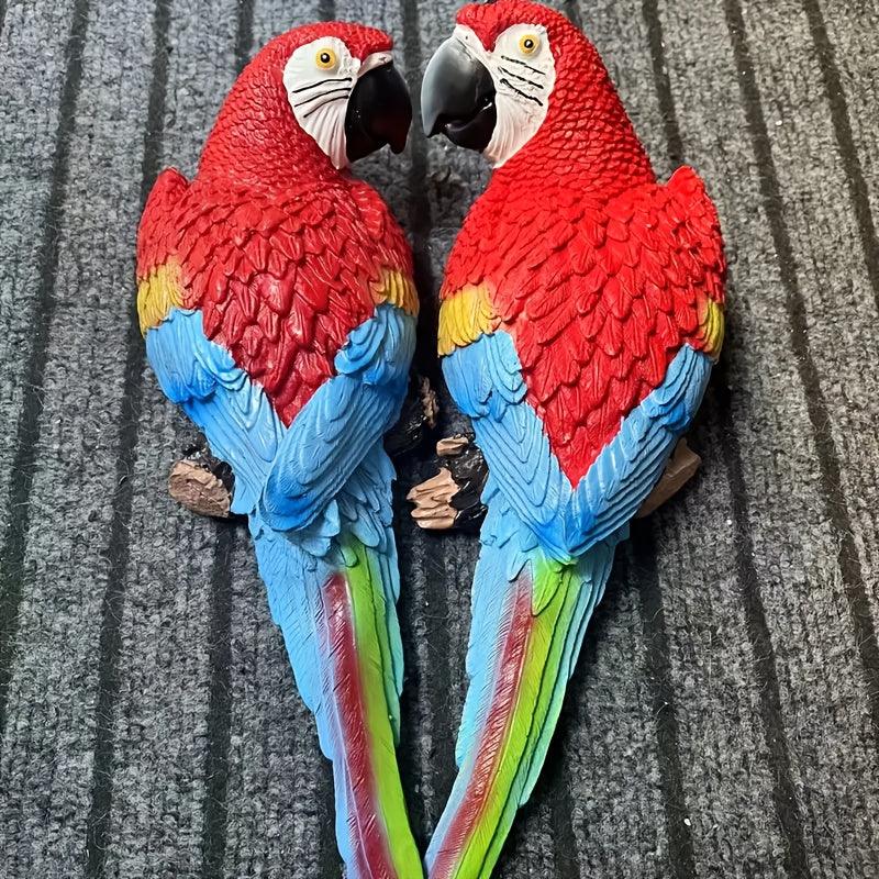 2pcs or 1pc Lifelike Red & Blue Parrot Statue - Realistic Hanging Garden Decor with Expressive Eyes & Feathers, Weather-Resistant Resin Construction for Outdoor/Indoor - Easy Hanging Hooks, No Electricity Needed - Perfect for House Of Avana [[SKU:HOA-GSC-401]]