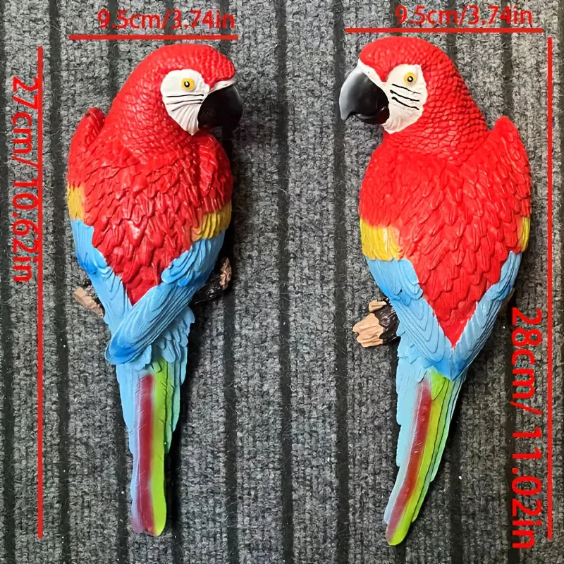 2pcs or 1pc Lifelike Red & Blue Parrot Statue - Realistic Hanging Garden Decor with Expressive Eyes & Feathers, Weather-Resistant Resin Construction for Outdoor/Indoor - Easy Hanging Hooks, No Electricity Needed - Perfect for House Of Avana [[SKU:HOA-GSC-401]]