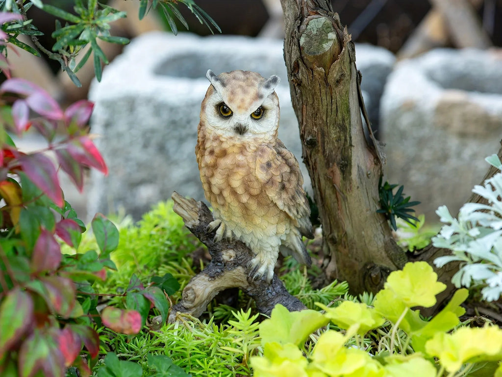 Realistic Garden Owl Statue - Resin Outdoor Yard Decor with Lifelike Brown and White Feathers, Ideal for Bird Lovers & Nature Enthusiasts, Perfect Father'S Day Gift, Garden Decoration | Lifelike Owl Statue | Detailed Feather House Of Avana [[SKU:HOA-GSC-400]]