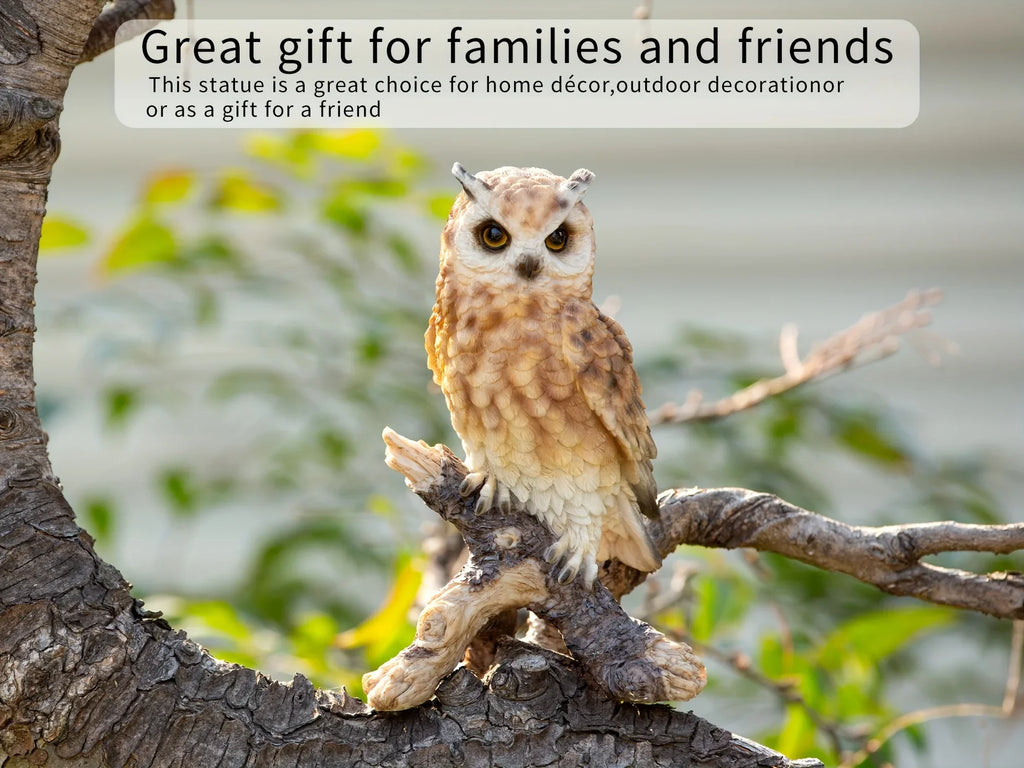 Realistic Garden Owl Statue - Resin Outdoor Yard Decor with Lifelike Brown and White Feathers, Ideal for Bird Lovers & Nature Enthusiasts, Perfect Father'S Day Gift, Garden Decoration | Lifelike Owl Statue | Detailed Feather House Of Avana