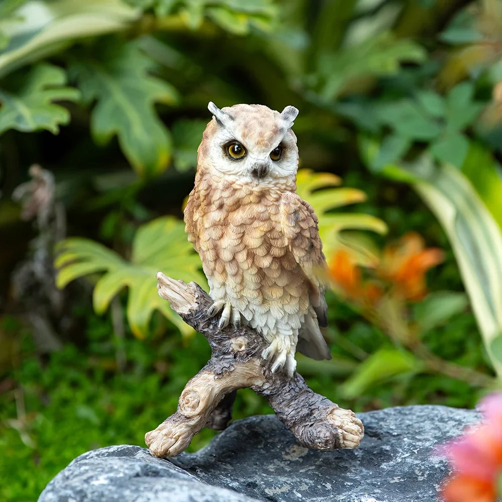 Realistic Garden Owl Statue - Resin Outdoor Yard Decor with Lifelike Brown and White Feathers, Ideal for Bird Lovers & Nature Enthusiasts, Perfect Father'S Day Gift, Garden Decoration | Lifelike Owl Statue | Detailed Feather House Of Avana [[SKU:HOA-GSC-400-A]]