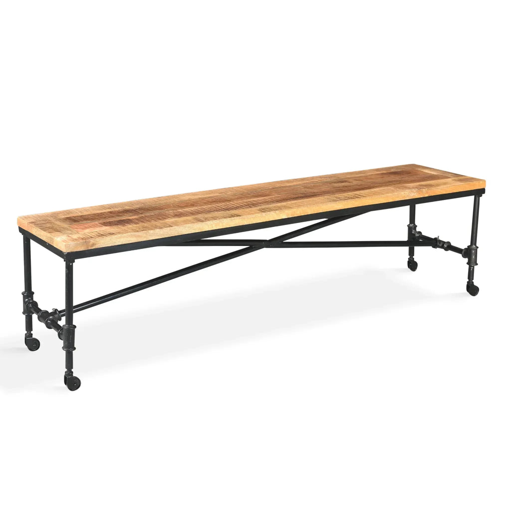 Reclaimed Wood Bench with wheels