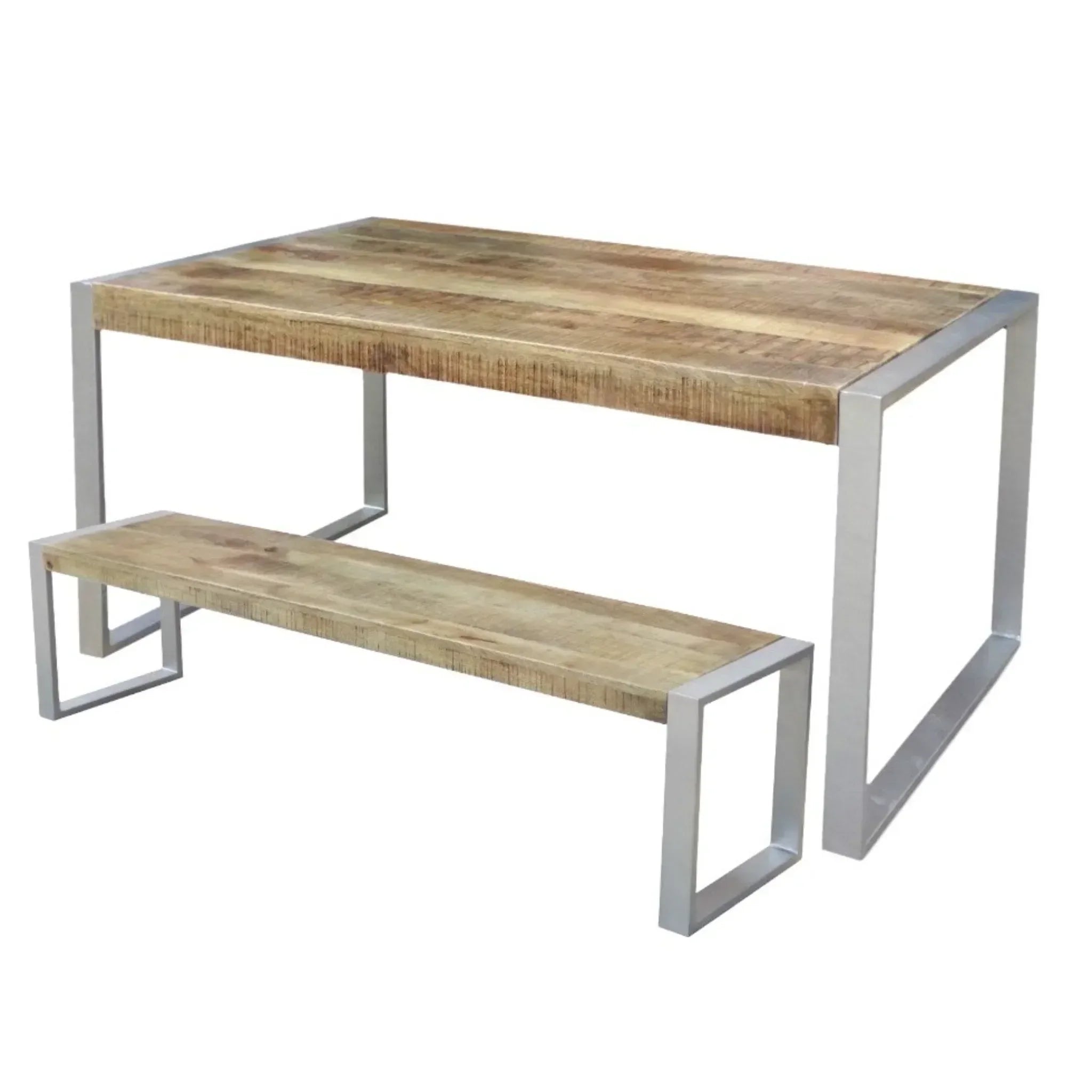 Reclaimed Wood Dining Table with Silver Metal Legs