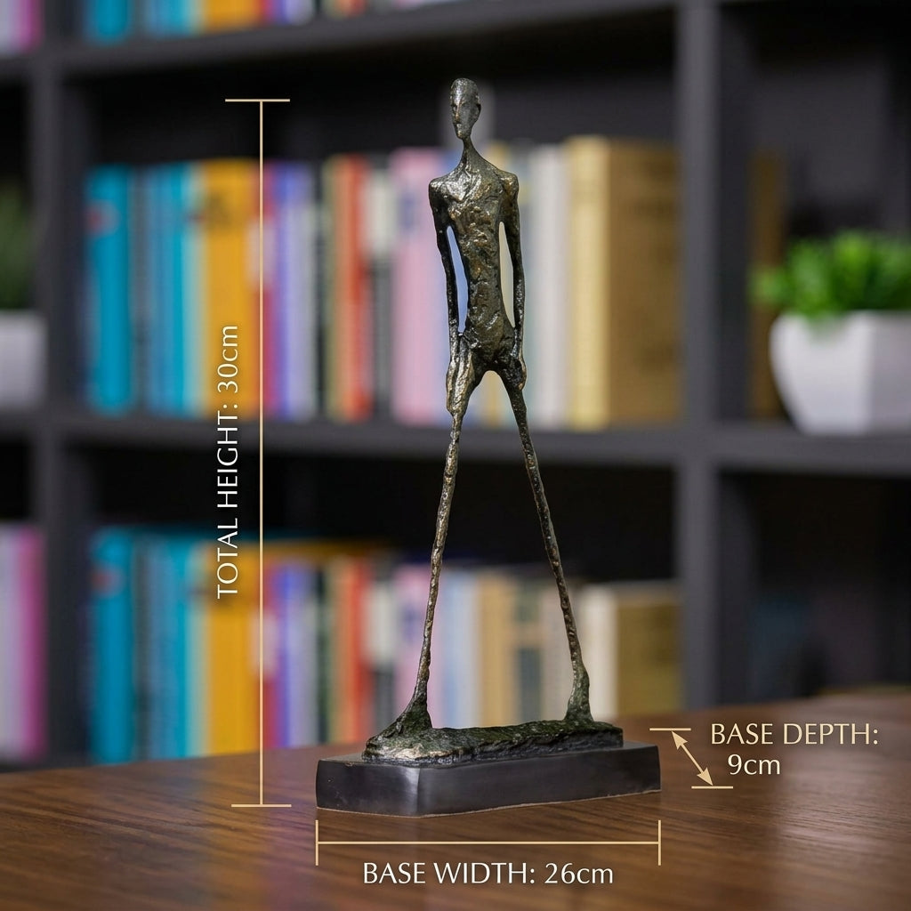 Abstract Walking Man Sculpture Modern Textured Metal Figurine