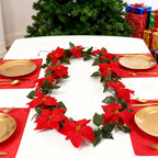 2-Pack Artificial Poinsettia Wreaths | Realistic Red Fake Christmas Wreaths for Christmas, Valentine's, Thanksgiving, and Halloween Decor | Suitable for Indoor/Outdoor Use on Stairs, Walls, Dining Tables | Maintenance-Free Pl House Of Avana [[SKU:HOA-FLR-037]]