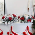 11.8-Inch Snow-Covered Red Berry Christmas Wreath - Realistic Snow Effect with Frosted Finish, All-Weather Resistant Artificial Flowers, Christma Candle Wreath, Christma Wreath, Christmas Home Decoration, Christmas Ornament, House Of Avana [[SKU:HOA-FLR-012]]
