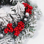 11.8-Inch Snow-Covered Red Berry Christmas Wreath - Realistic Snow Effect with Frosted Finish, All-Weather Resistant Artificial Flowers, Christma Candle Wreath, Christma Wreath, Christmas Home Decoration, Christmas Ornament, House Of Avana [[SKU:HOA-FLR-012]]