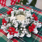 11.8-Inch Snow-Covered Red Berry Christmas Wreath - Realistic Snow Effect with Frosted Finish, All-Weather Resistant Artificial Flowers, Christma Candle Wreath, Christma Wreath, Christmas Home Decoration, Christmas Ornament, House Of Avana [[SKU:HOA-FLR-012]]