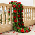 1pc Large Christmas Artificial Red Poinsettia Pine Branches, Realistic Vines and Home Decor for Indoor/Outdoor Holiday Decoration, Suitable for Various Festive Ornaments, Christmas Tree Decorations, Christmas Tree Ornaments House Of Avana [[SKU:HOA-FLR-031]]
