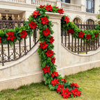 1pc Large Christmas Artificial Red Poinsettia Pine Branches, Realistic Vines and Home Decor for Indoor/Outdoor Holiday Decoration, Suitable for Various Festive Ornaments, Christmas Tree Decorations, Christmas Tree Ornaments House Of Avana [[SKU:HOA-FLR-031]]