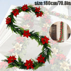 1pc Large Christmas Artificial Red Poinsettia Pine Branches, Realistic Vines and Home Decor for Indoor/Outdoor Holiday Decoration, Suitable for Various Festive Ornaments, Christmas Tree Decorations, Christmas Tree Ornaments House Of Avana [[SKU:HOA-FLR-031]]