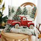 Super Soft Festive Red Truck & Christmas Tree Pattern Throw Pillow - Hidden Zipper Design, Suitable for Sofa Beds, Car Living Rooms, and Christmas Home Decor - Pillow Core Not Included House Of Avana