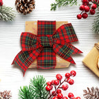 [Christmas Plaid Ribbon] 1 Roll/2 Rolls Red and Green Plaid Christmas Ribbon | 5 Yards, 2.5 inch Wired for Christmas Tree, Bow Making, Wreath Making, Holiday Decorations House Of Avana