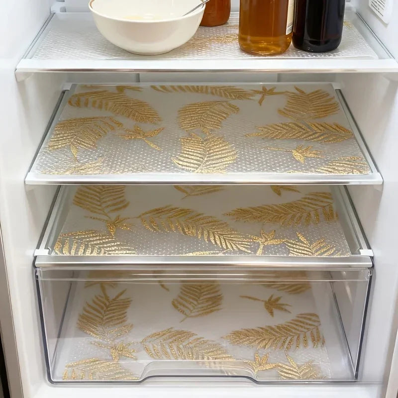Refrigerator Pad - Non-Slip Golden Leaf Waterproof