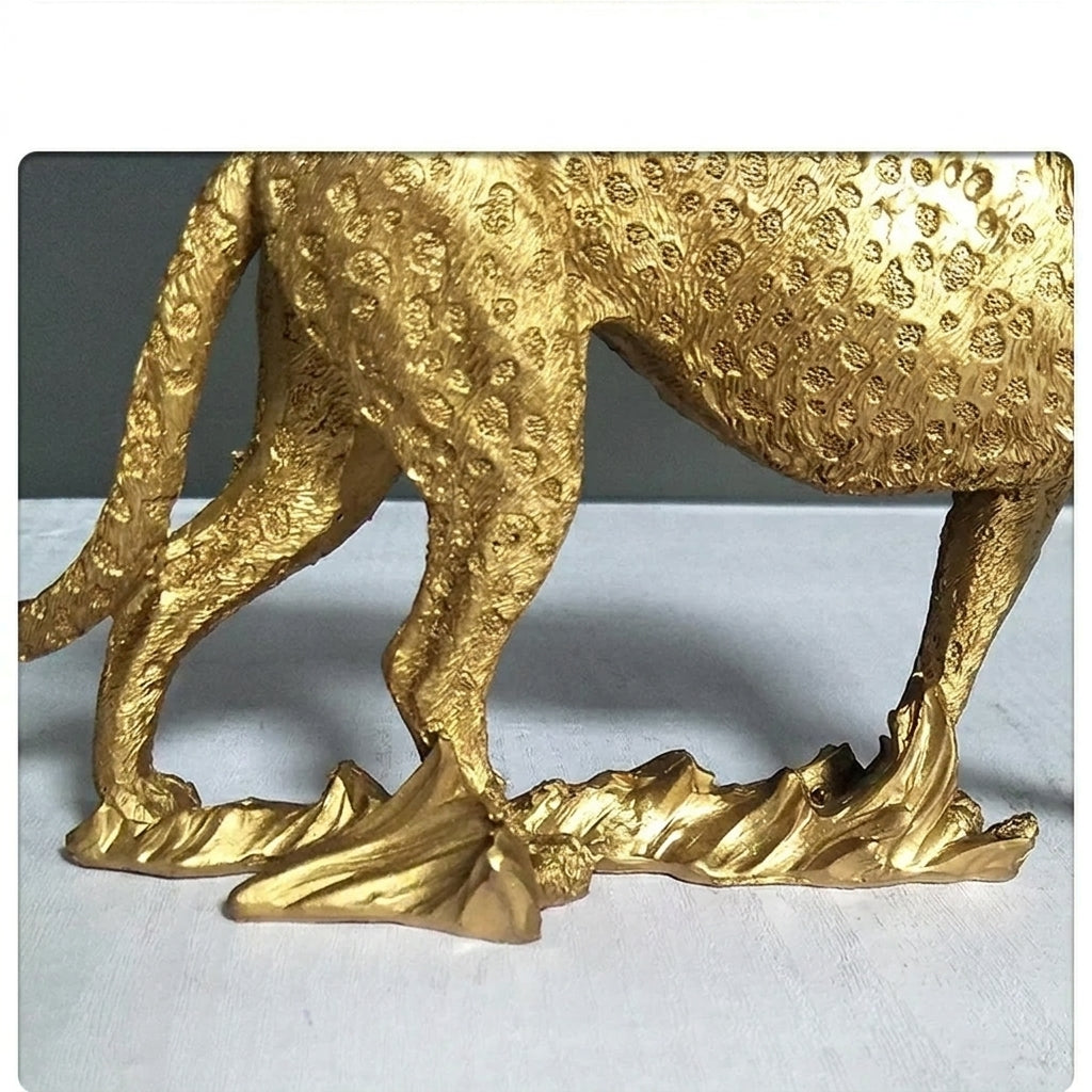 Gold Leopard Cheetah Statues for Modern Home Decor Lovers