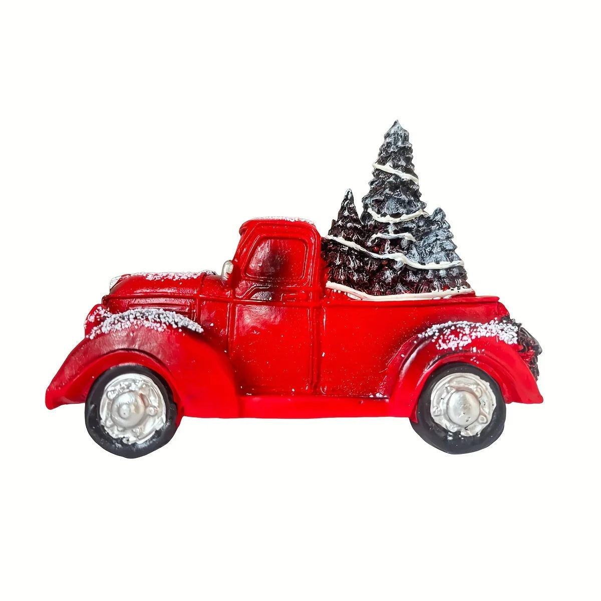 1pc Christmas Vintage Red Truck with Tree Figurine - Resin Collectible Tabletop Decor for Home & Holiday, Fashion Theme, Versatile Room Decor, Gift for Friends & Family House Of Avana [[SKU:HOA-XMS-031]]